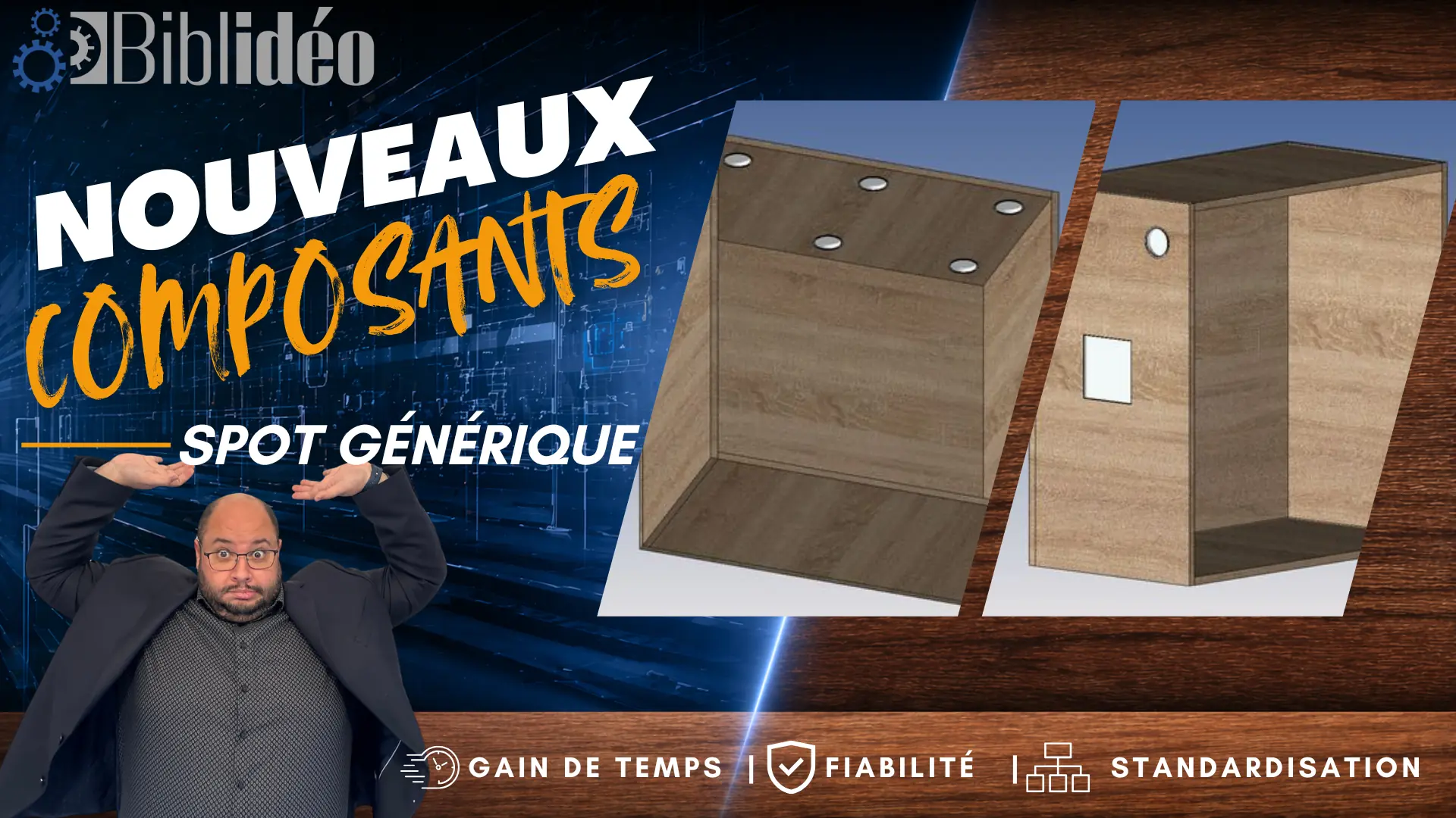 Nouveaux composants Biblidéo : démonstration des spots génériques dans TopSolid’Wood